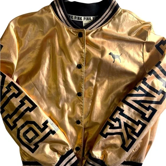 Victoria's Secret PINK Rose Gold Bomber Jacket Size Small - Picture 4 of 7